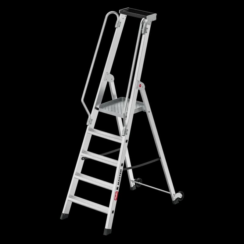 Стремянка с колесами и рабочей площадкой Hailo Master P80 5 ступеней