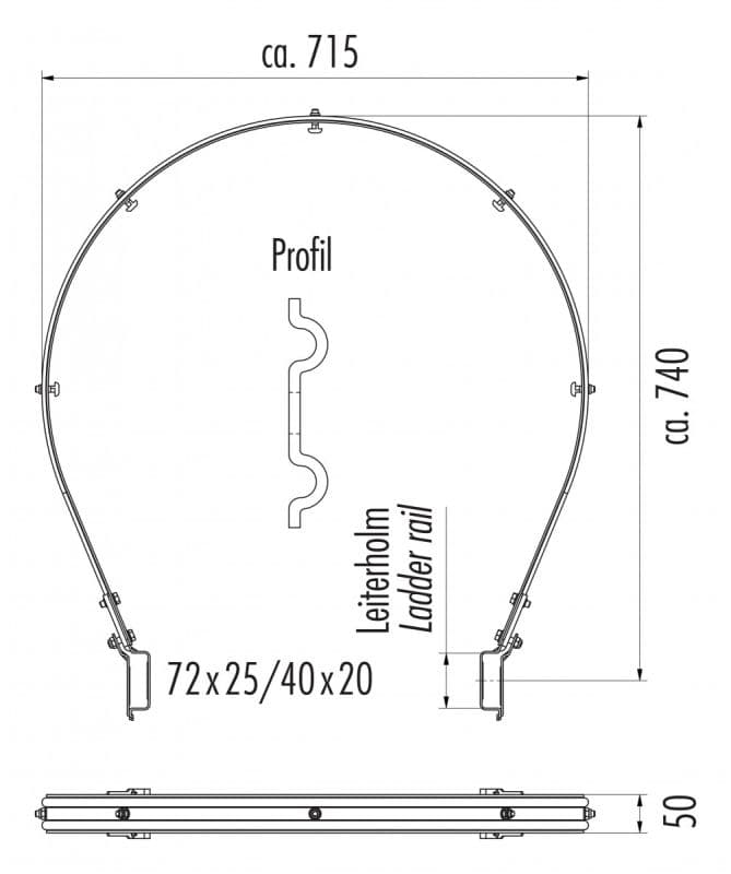Дуга защиты Hailo для стоек 40х20 мм (оцинкованная сталь 1.0037/ASTM A36)