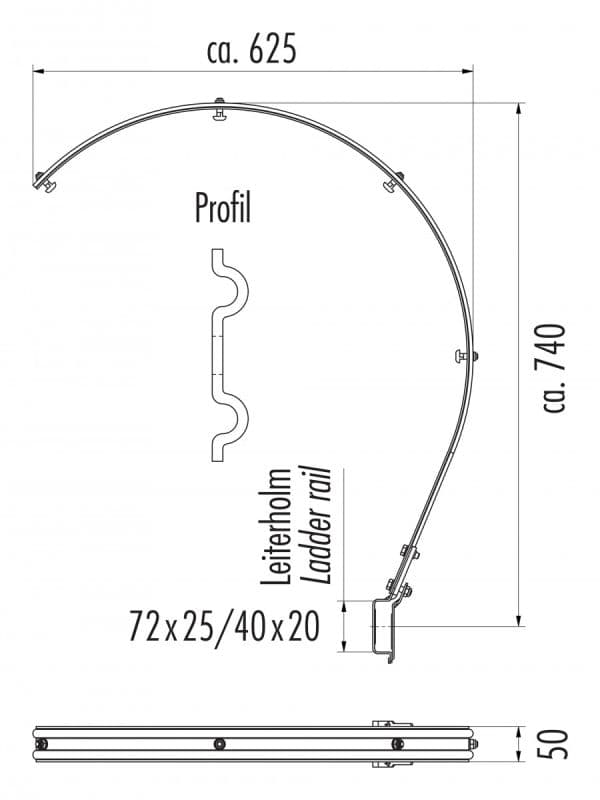 Дуга защиты 3/4 Hailo для стоек 72х25 мм (алюминий AlMgSi 0,3)