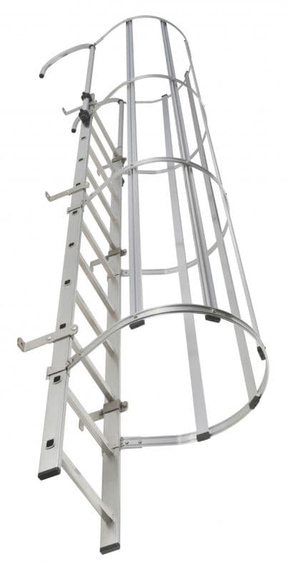 Стационарная лестница с защитой Hailo 6,16 м 22 ступени (алюминий+сталь)