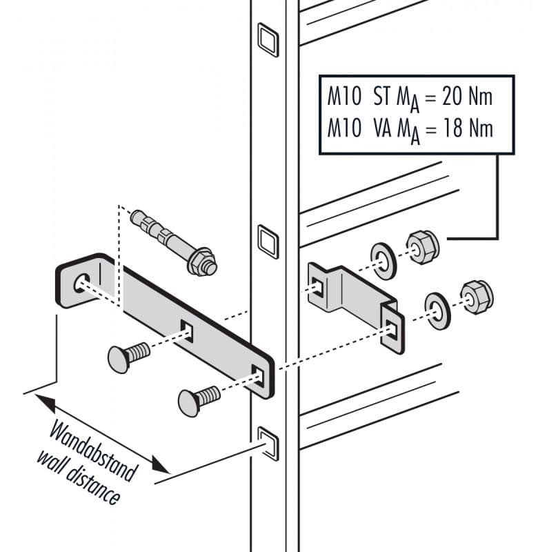 Настенный кронштейн крепления Hailo 215 мм, для стоек 40х20 мм (нержавеющая сталь 1.4301/AISI 304)