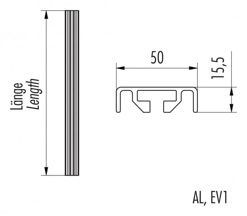 Вертикальная перекладина защиты Hailo 3080 мм (алюминий AlMgSi 0,3)