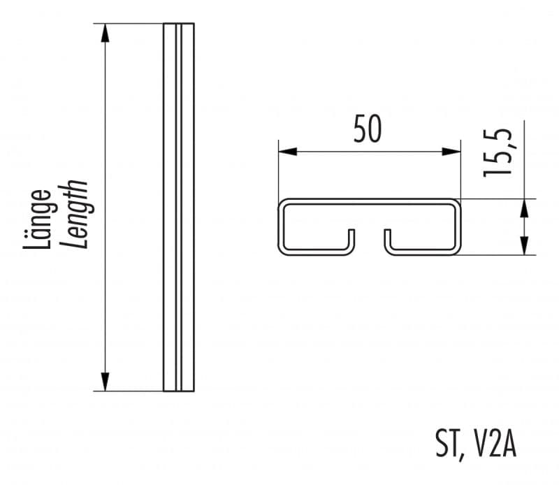 Вертикальная перекладина защиты Hailo 3360 мм (нержавеющая сталь 1.4301/ASTM 304)