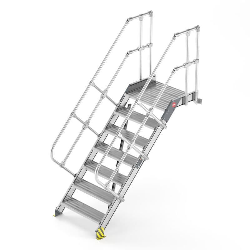 Стационарная лестница с платформой, с опорой на стену Hailo 45° 7 ступеней, шириной 1000 мм