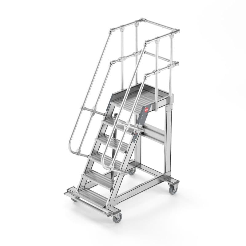 Стационарная лестница с платформой, с опорой на стену Hailo 60° 8 ступеней, шириной 800 мм