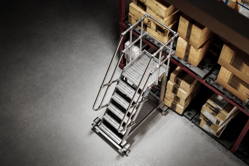 Мобильная лестница с платформой Hailo 45° 10 ступеней, шириной 800 мм