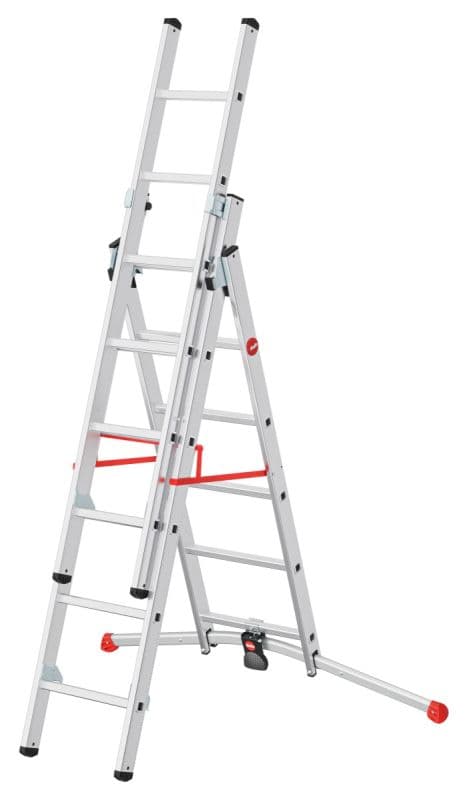 Трехсекционная лестница Hailo S100 ProfiLOT ступени 2х6+1х5