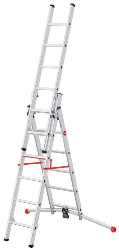 Трехсекционная лестница Hailo S100 ProfiLOT ступени 2х6+1х5
