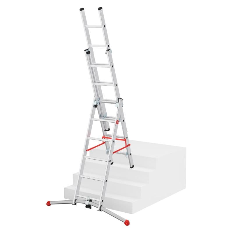 Трехсекционная лестница Hailo S100 ProfiLOT ступени 2х6+1х5