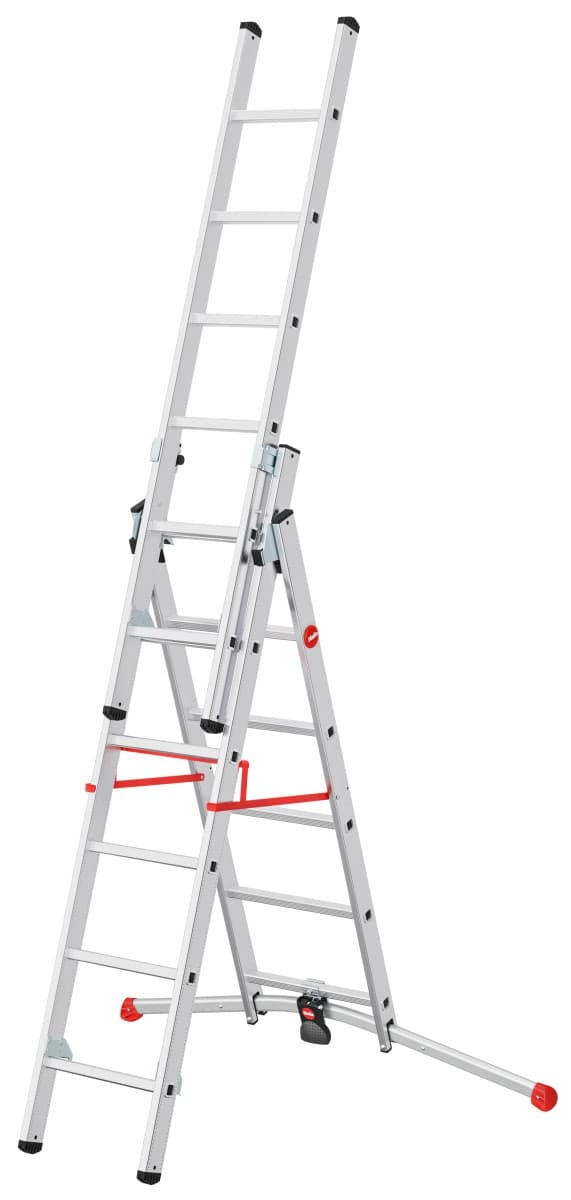 Трехсекционная лестница Hailo S100 ProfiLOT ступени 2х6+1х5