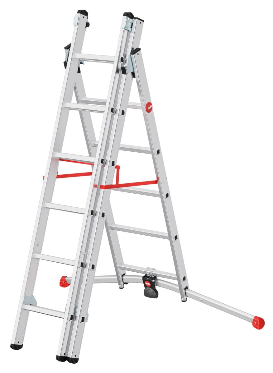 Трехсекционная лестница Hailo S100 ProfiLOT ступени 2х6+1х5