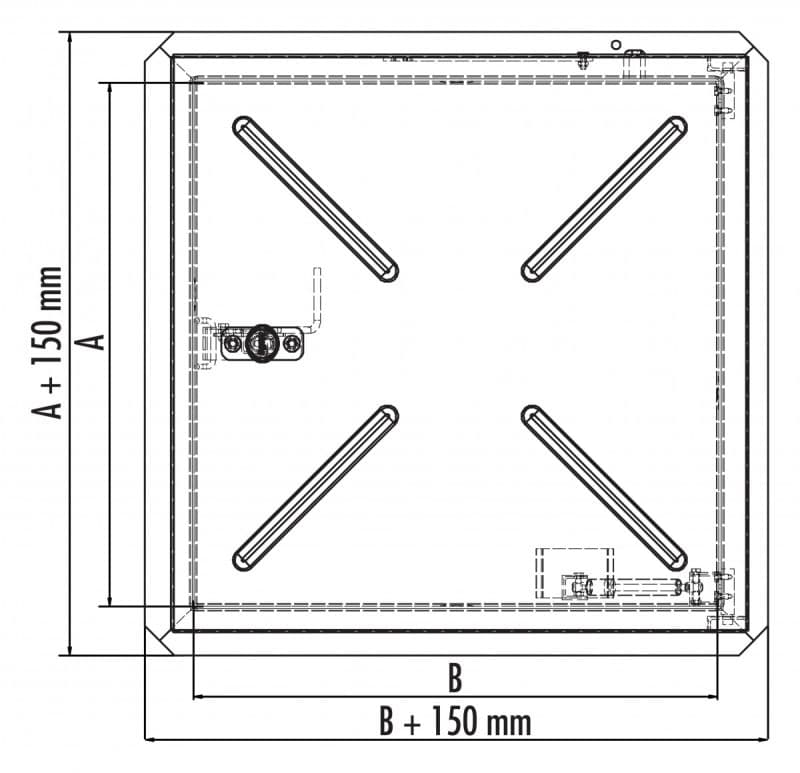 Крышка люка Hailo HS1 1200х1200 мм глухая (нерж. сталь 1.4301/AISI 304)