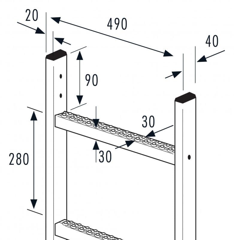 Стационарная лестница Hailo 3,08 м 11 ступеней (горячеоцинк. сталь 1.0037/ASTM A36)