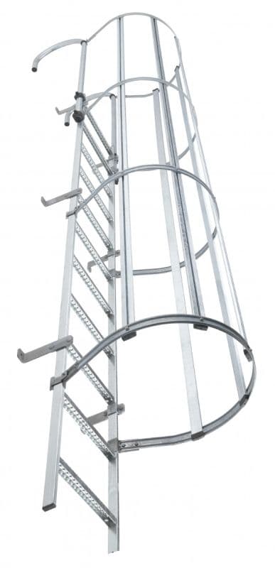 Стационарная лестница с защитой Hailo 7,84 м 28 ступеней (горячеоцинк. сталь 1.0037/ASTM A36)