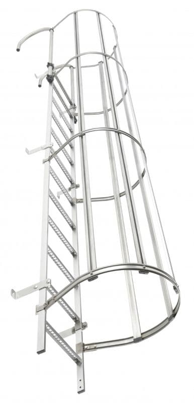 Стационарная лестница с защитой Hailo 6,44 м 23 ступени (нерж. сталь 1.4301/AISI 304)