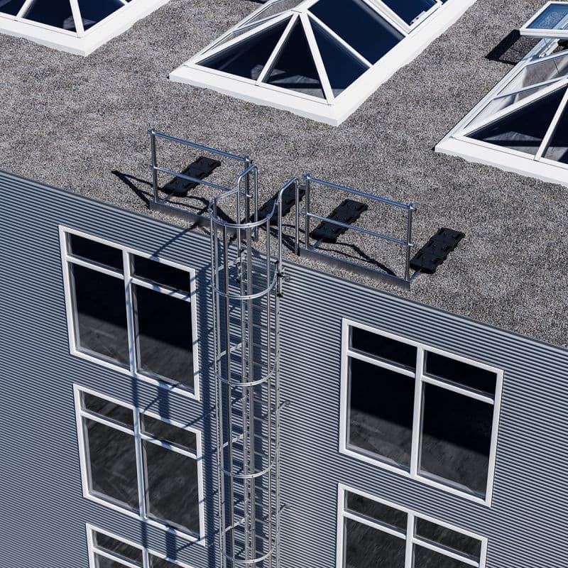 Стационарная лестница с защитой Hailo 10,00 м 36 ступеней (нерж. сталь 1.4301/AISI 304)