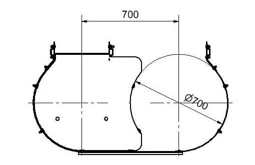 Комплект перехода между секциями лестниц Hailo со стойками 40х20 мм левый (нерж. сталь 1.4301/AISI 304)