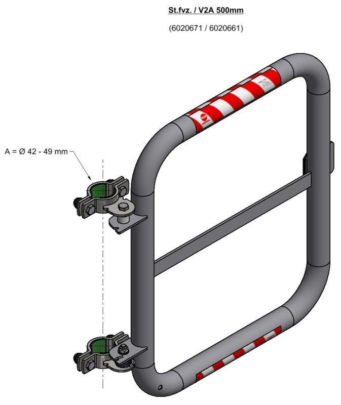 Калитка защитная с перекладиной Hailo (оцинкованная сталь 1.0037/ASTM A36)
