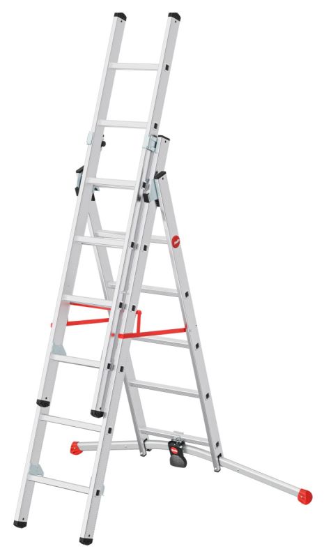 Трехсекционная лестница Hailo S100 ProfiLOT ступени 2х6+1х5