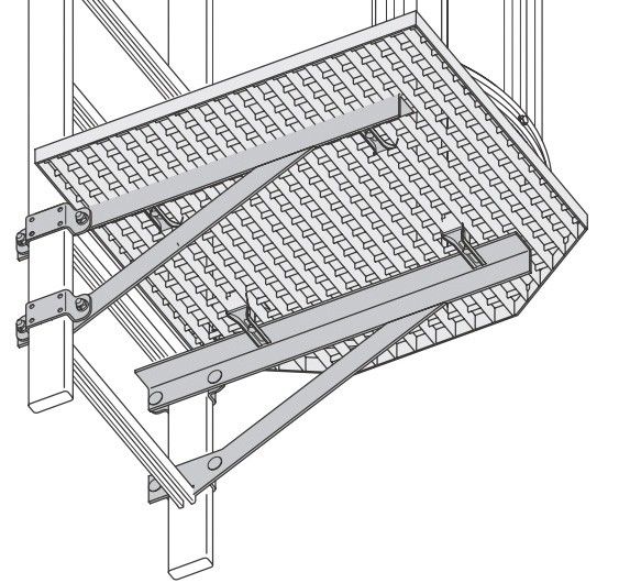 Комплект перехода между секциями лестниц Hailo со стойками 40х20 мм (оцинк. сталь 1.0037/ASTM A36)