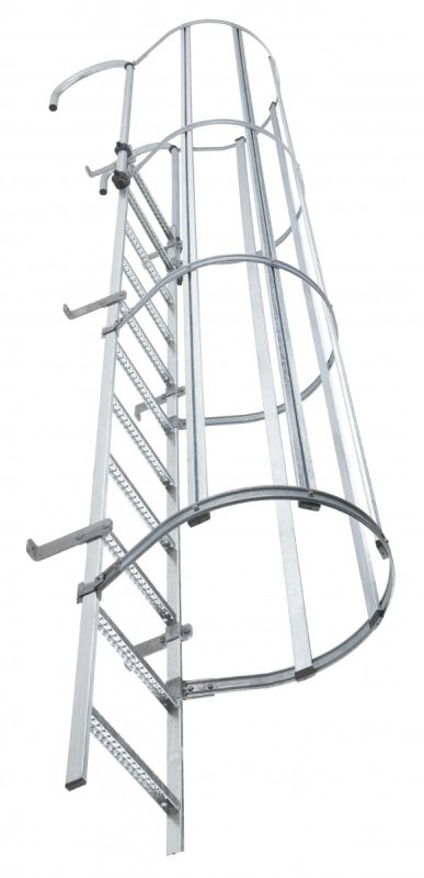 Стационарная лестница с защитой Hailo 8,12 м 29 ступеней (горячеоцинк. сталь 1.0037/ASTM A36)