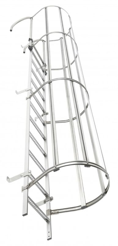 Стационарная лестница с защитой Hailo 6,72 м 24 ступени (нерж. сталь 1.4301/AISI 304)